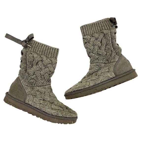 UGG Isla Sweater Cable Knit Boots in Gray Size 7 - Picture 2 of 16